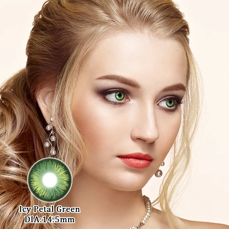 EYELENSY Berdeng Talulot na Malamig Colored Contact Lenses 1 Taon